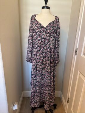 Astr the Label Floral Midi Dress in Pink and Black NWT